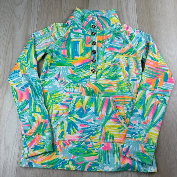Lilly Pulitzer Womens Green Abstract Print Skipper Popover Sweatshirts Size XS - Picture 1 of 11